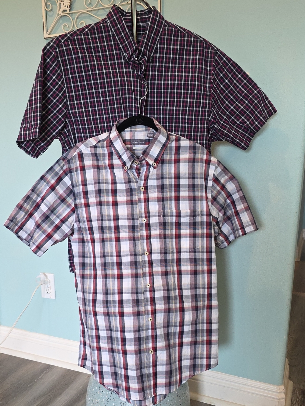 Bundle Van Heusen Short-Sleeve Plaid Button-Down Shirts (2)